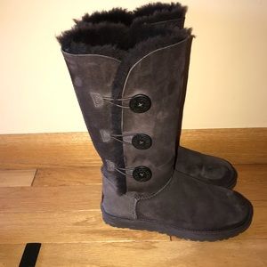 Tall Bailey Button Chocolate Uggs